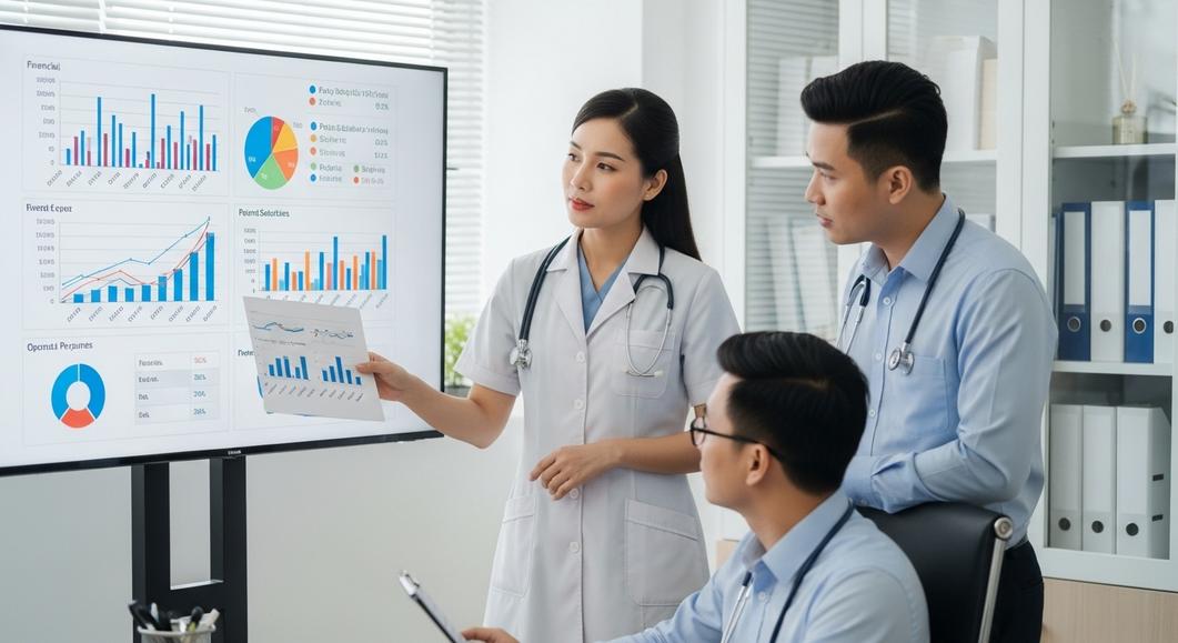 Bác sĩ thảo luận về kế hoạch tài chính và vận hành phòng khám.