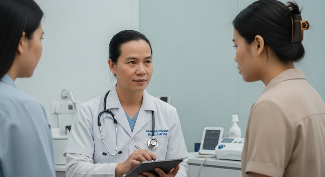 Bác sĩ tư vấn cho bệnh nhân tại phòng khám đa khoa Nha Trang