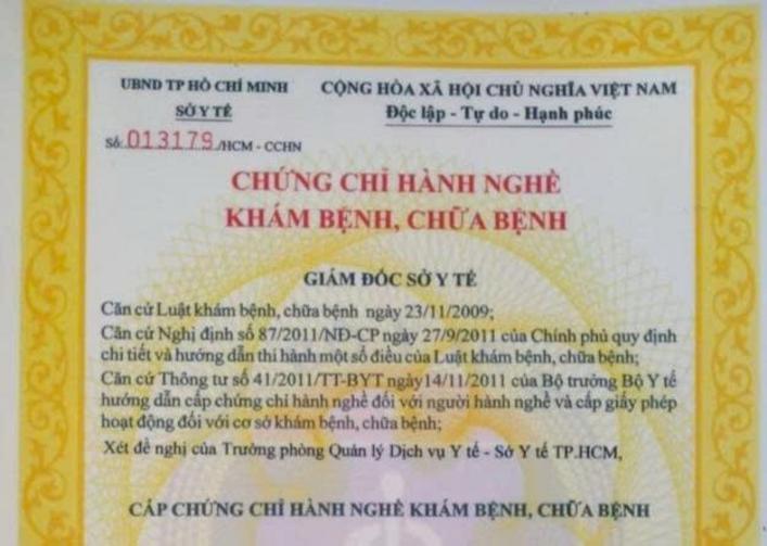 Chứng chỉ hành nghề khám bệnh, chữa bệnh theo luật định