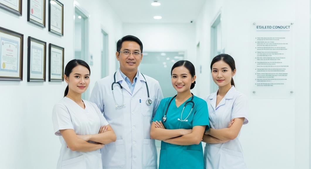 Đội ngũ bác sĩ và nhân viên y tế phòng khám tư