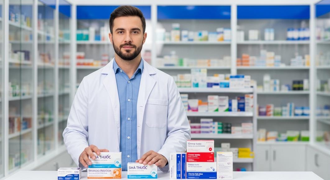 Dược sĩ tại nhà thuốc giới thiệu các loại thuốc