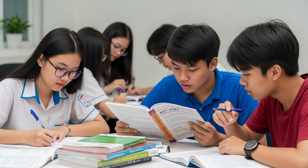 Học sinh trung học ôn thi KET, PET Cambridge