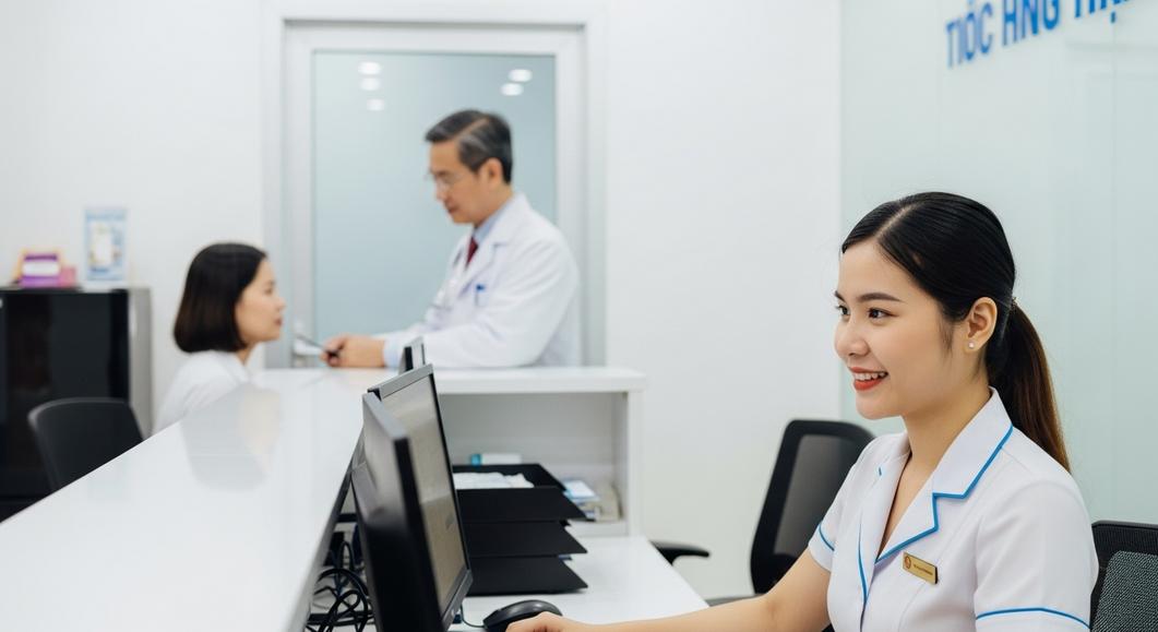 Nhân viên lễ tân tư vấn mở phòng khám tư nhân chuyên nghiệp