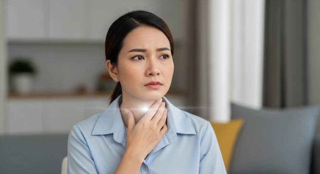 Phụ nữ châu Á đau họng, có thể là dấu hiệu ung thư vòm họng